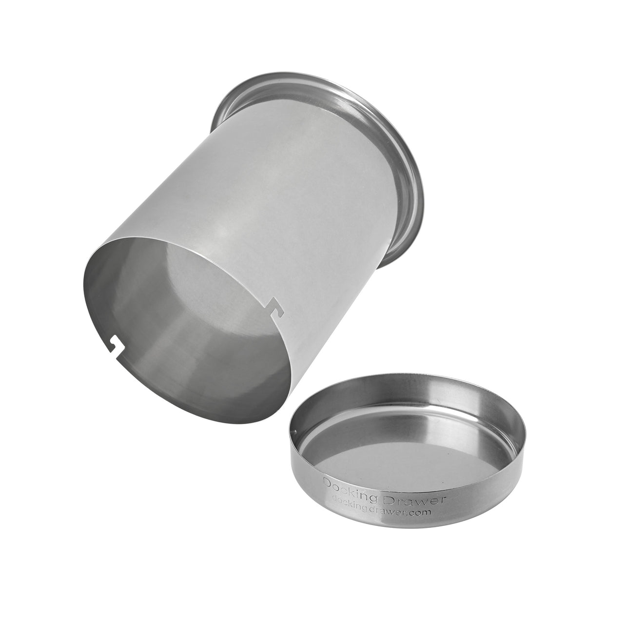 5.0-inch stainless steel canister with open lid