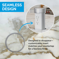 Thumbnail for pop-up countertop outlet with customizable insert for a seamless, hidden look