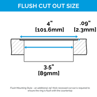Thumbnail for Diagram of flush cut-out size for the Docking Drawer Pop-Up outlet.