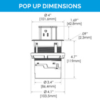 Thumbnail for Technical drawing of the Docking Drawer Pop-Up Surface outlet dimensions